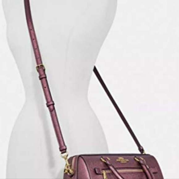 New Coach Rowan Satchel Crossbody Purses Handbags Metallic Wine - Picture 3 of 6